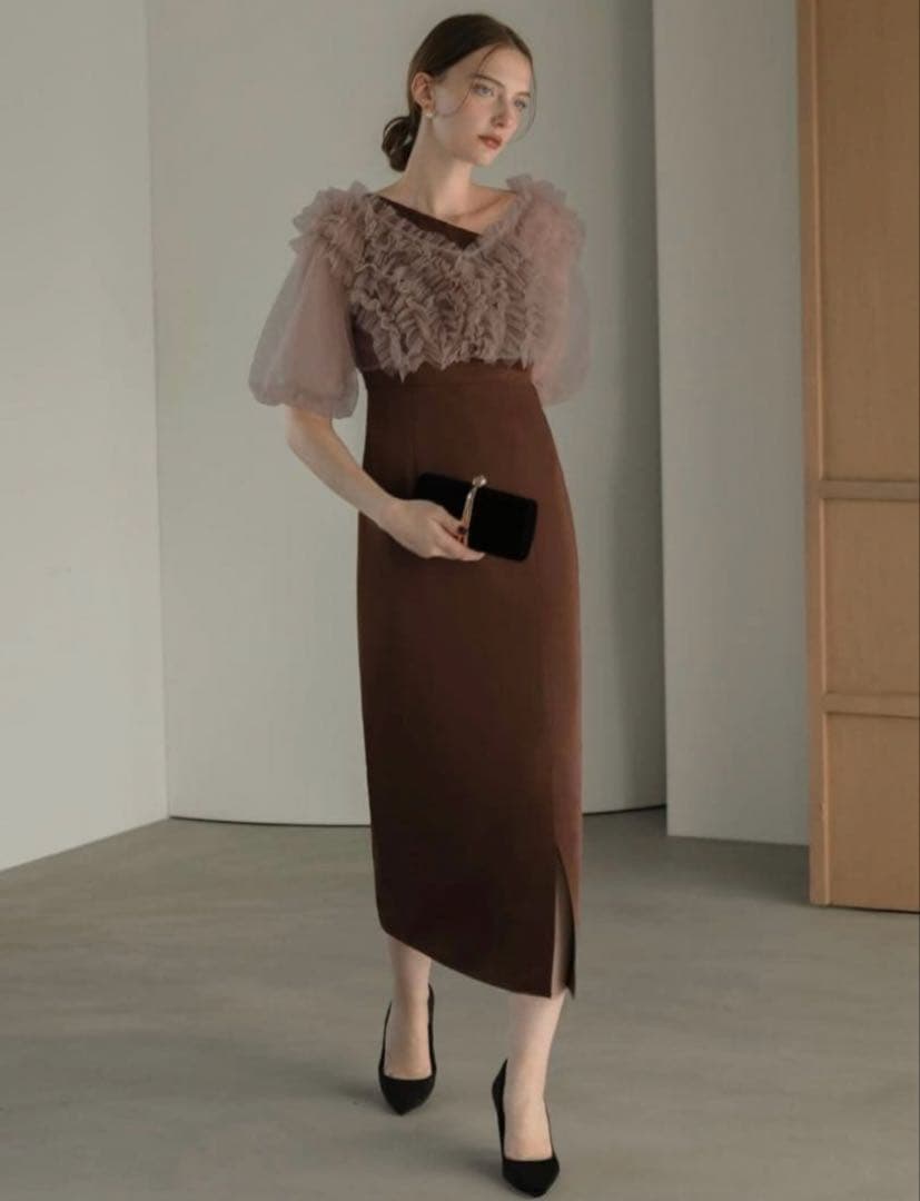 4WAYチュールフリルボレロアシンメトリードレス結婚式パーティー二次会デート