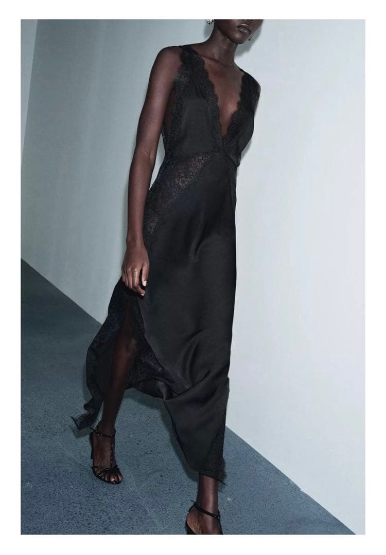 ZARA ZWCOLLECTION サテンレースワンピース　M 新品未使用