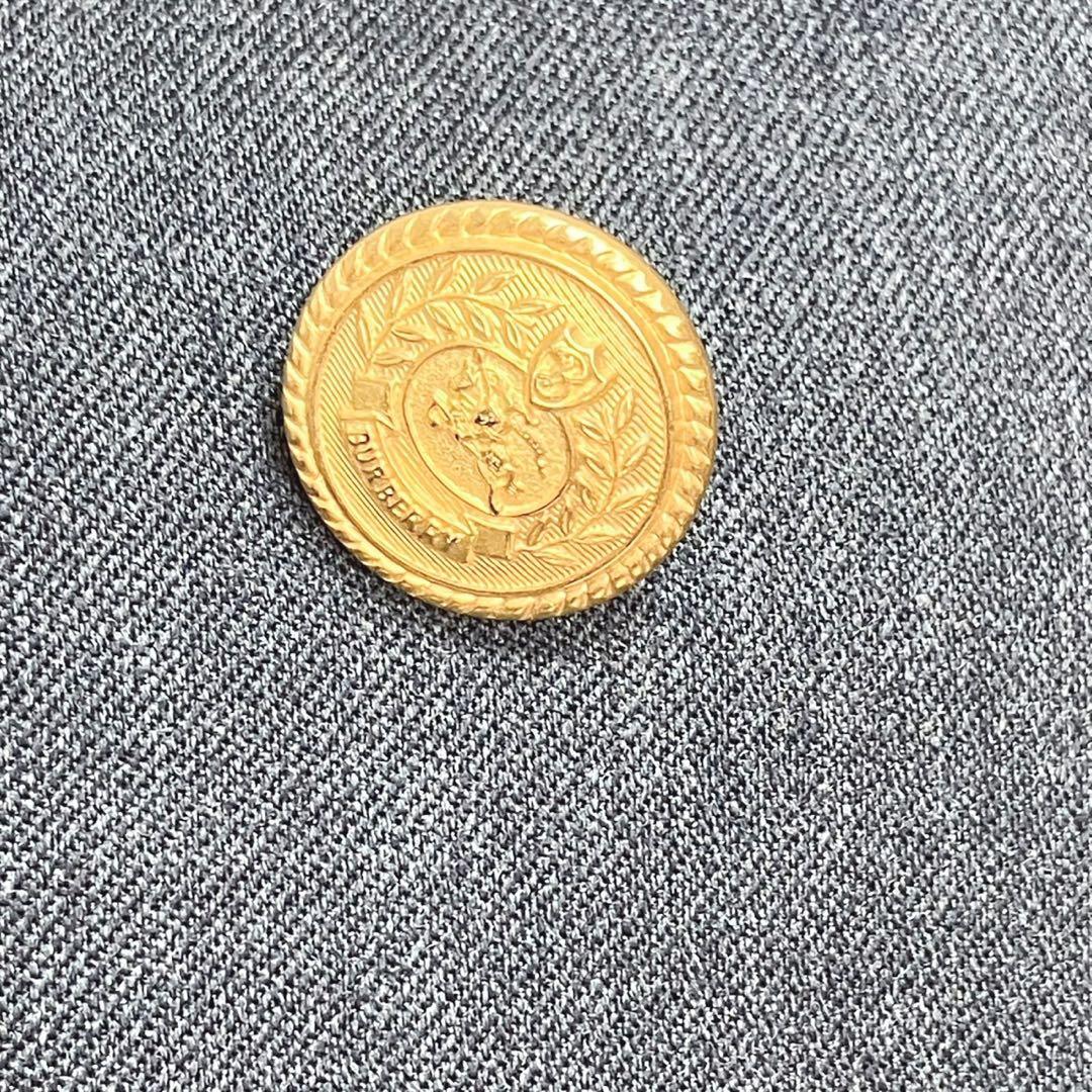 美品 バーバリー ロンドン ダブル 金ボタン テーラード ジャケット グレー