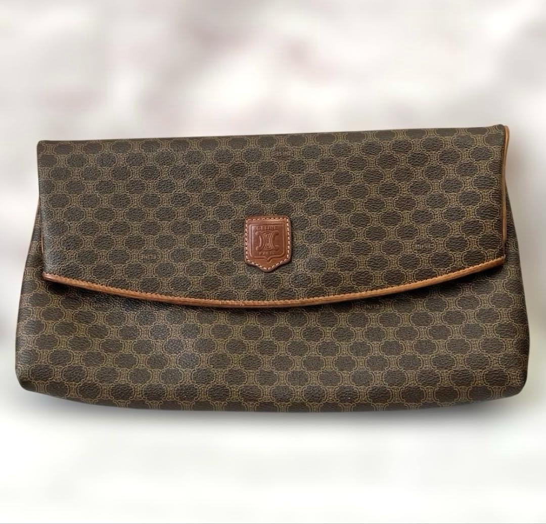 CELINE セリーヌ　マカダム柄　ポーチ　クラッチバッグ