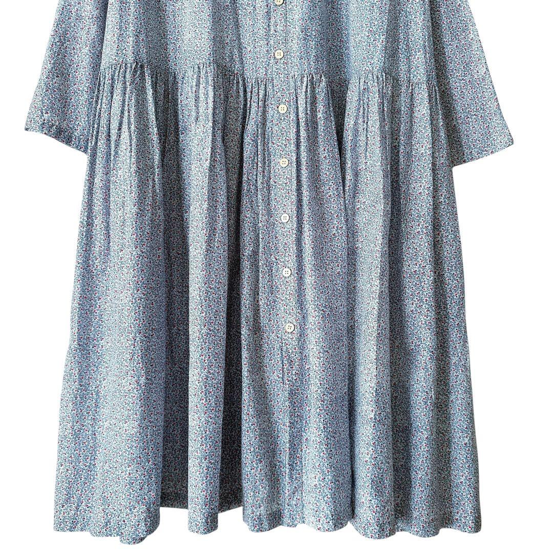 45R 45rpm コットンシルク ロング ギャザーワンピース 小花柄 前開き