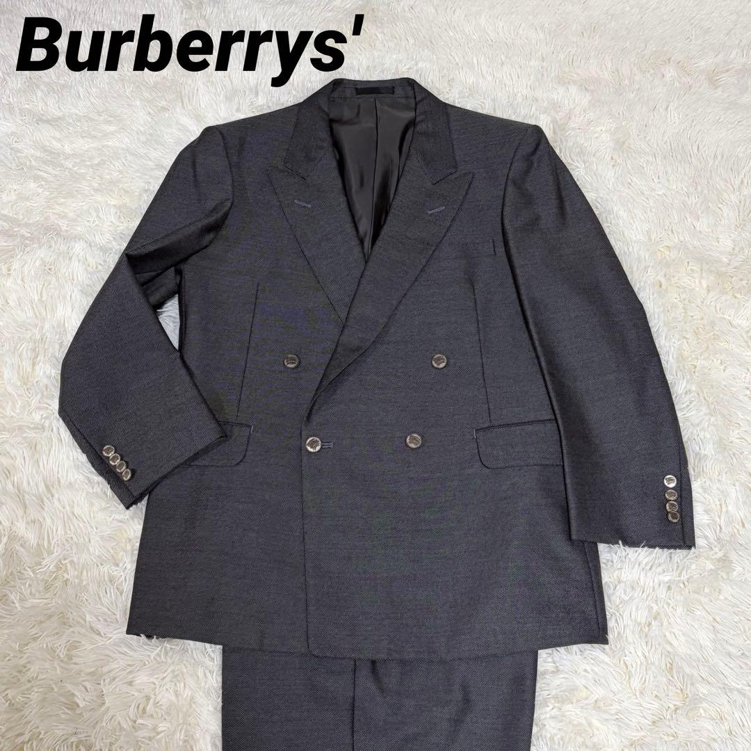 【モヘア】バーバリーズ スーツ セットアップ ダブル 2B グレー L