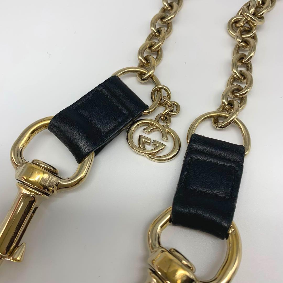 E65.グッチ【インターロッキング/ゴールド◆ ウォレットチェーン】レザー GG