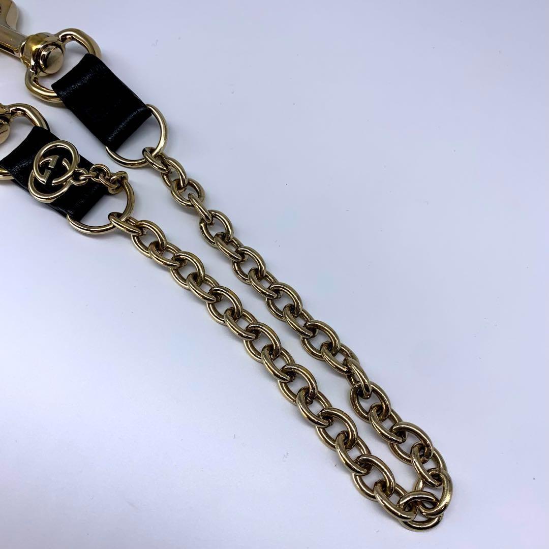 E65.グッチ【インターロッキング/ゴールド◆ ウォレットチェーン】レザー GG