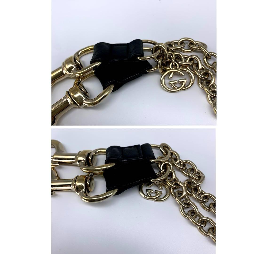 E65.グッチ【インターロッキング/ゴールド◆ ウォレットチェーン】レザー GG