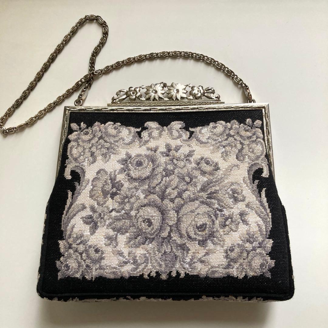 プチポアン 刺繍バッグ　パーティー　アンティーク　プチポワン