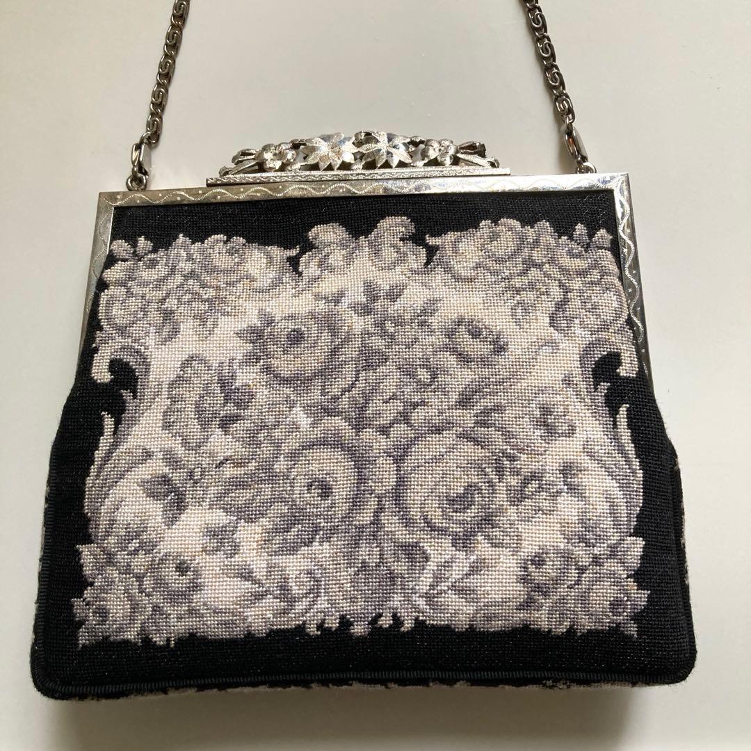 プチポアン 刺繍バッグ　パーティー　アンティーク　プチポワン