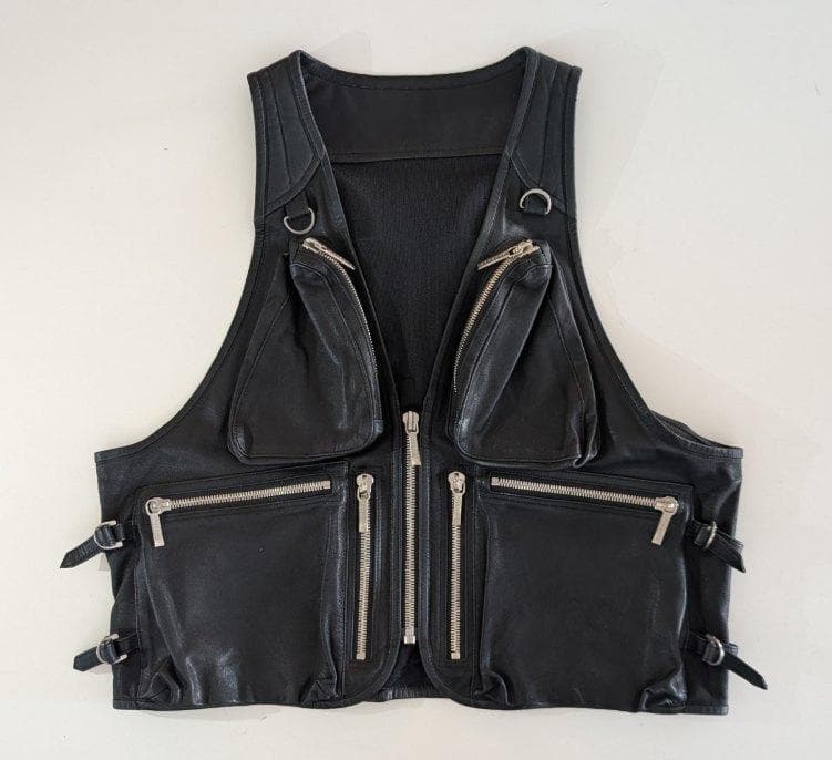 REDMOON WORKS　レザーベスト　山羊革　多ポケット　黒 ブラック