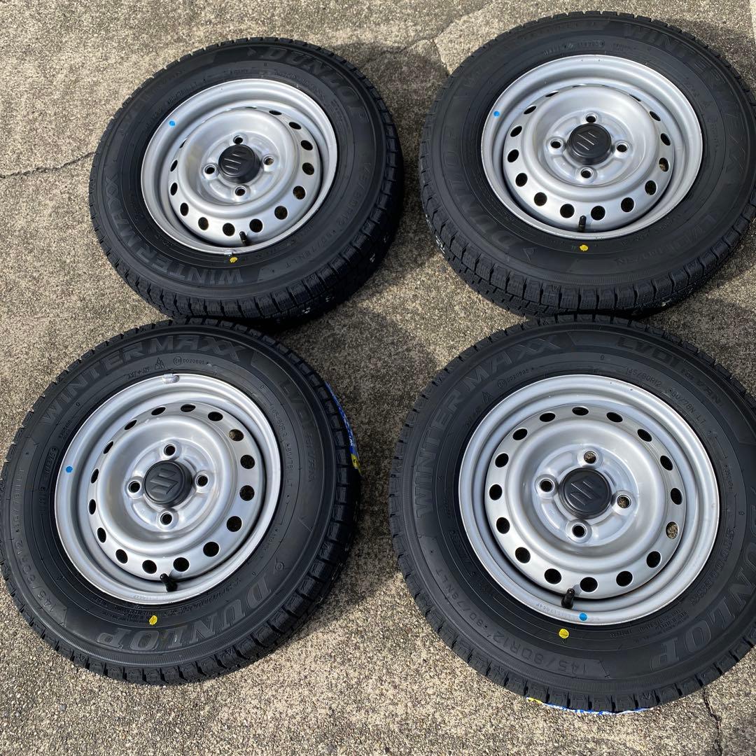 新品ダンロップ145/80R12 80/78N+中古スズキ純正スタッドレスセット