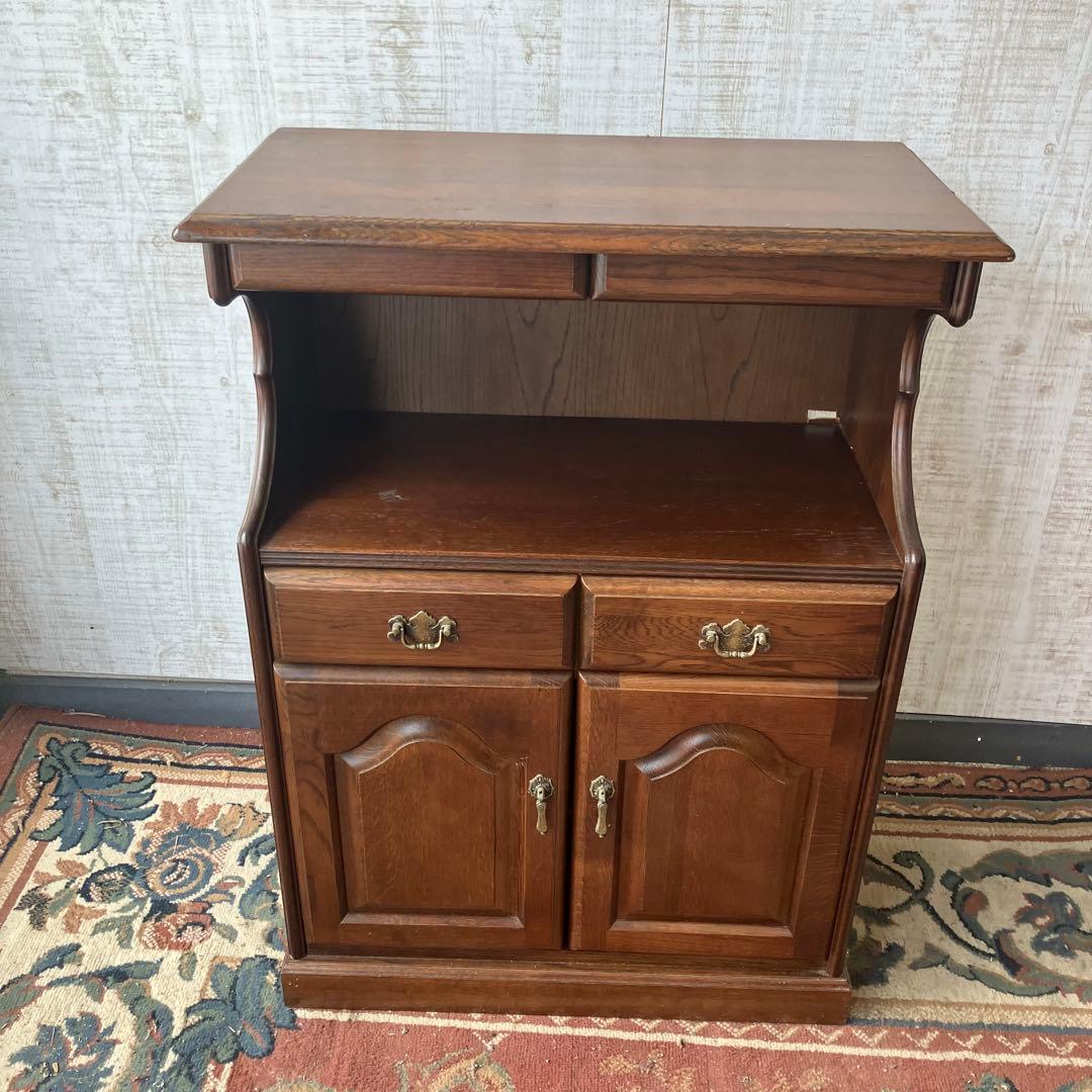 昭和レトロ 木製コンソールテーブル コールキャビネット 電話台 花台チェスト