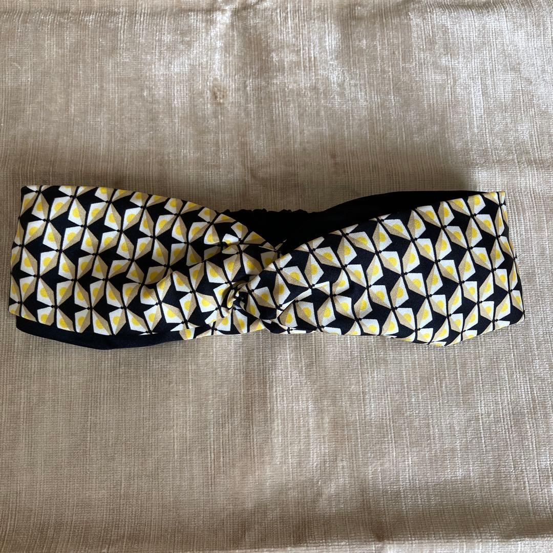 FENDI シルクヘアバンド 幾何学模様
