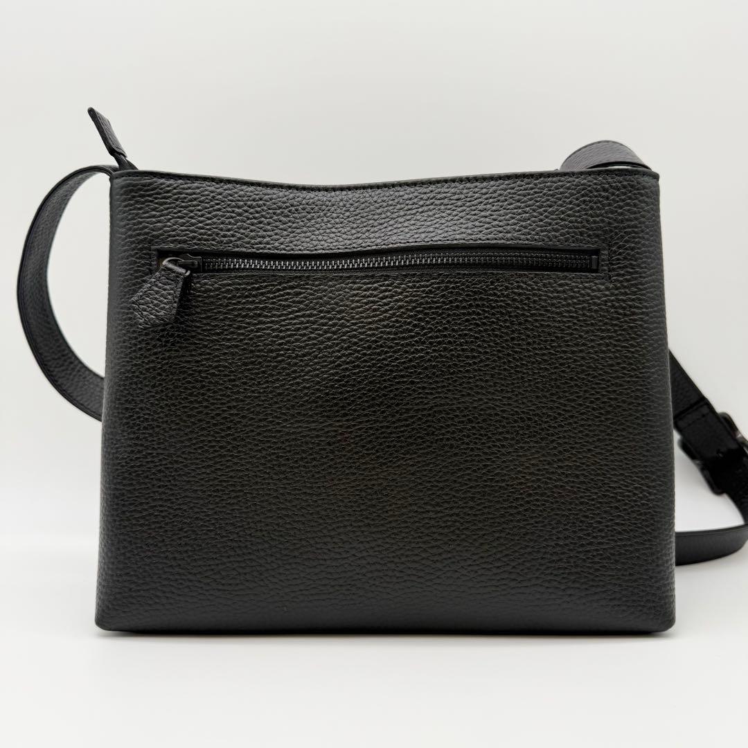 HushTug ハッシュタグ レザーショルダーバッグ ブラック