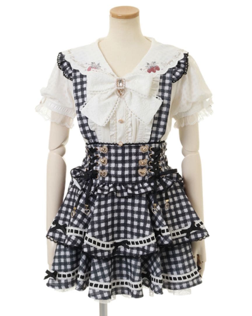 LIZLISA はしごリボンギンガムティアードスカパン