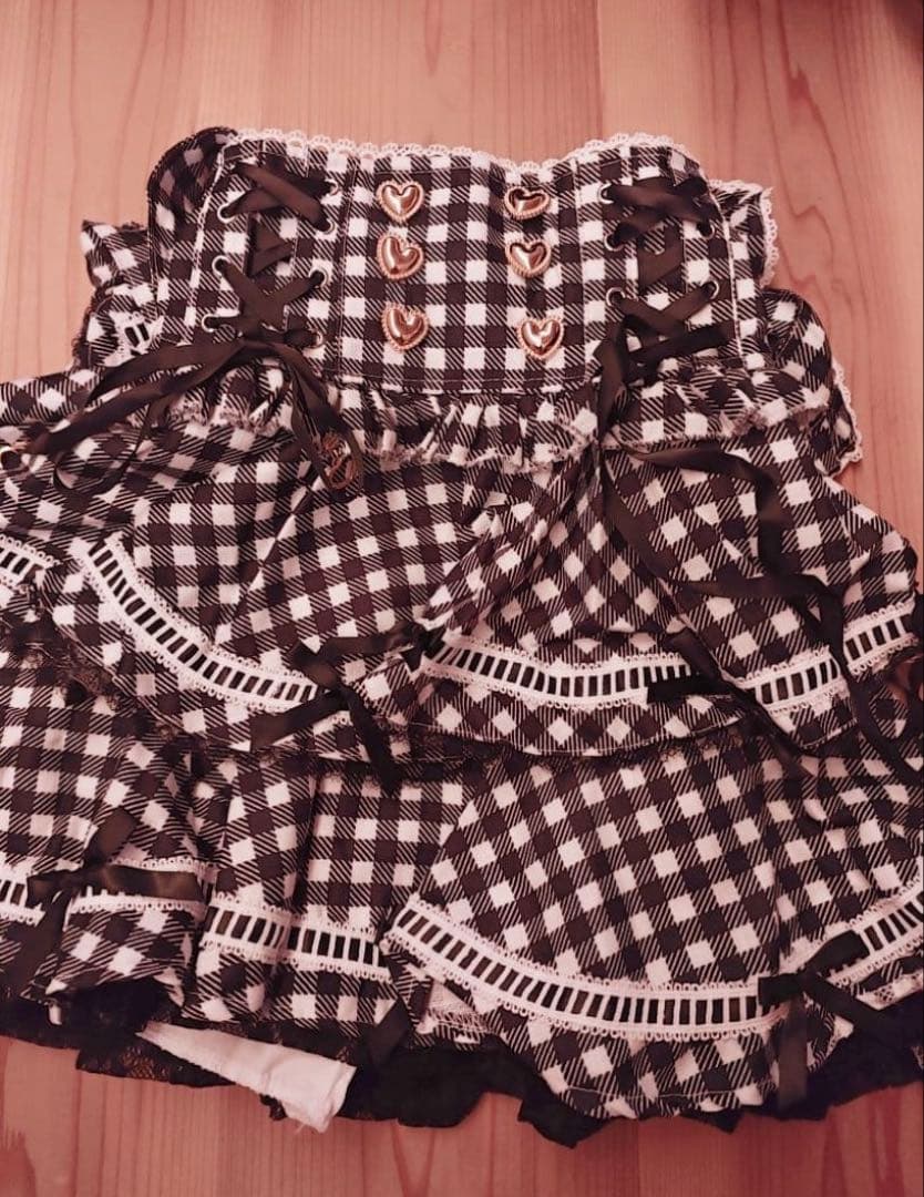 LIZLISA はしごリボンギンガムティアードスカパン