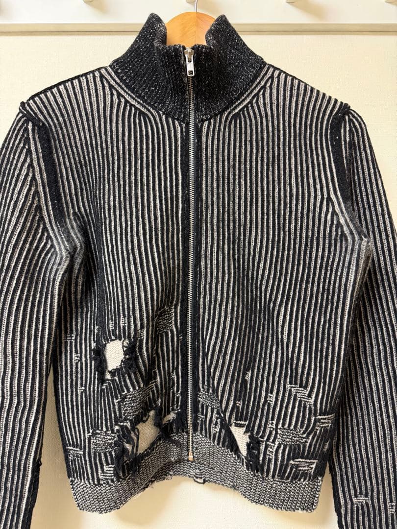 mm6 maison margiela 24aw ダメージ加工ジップアップニット