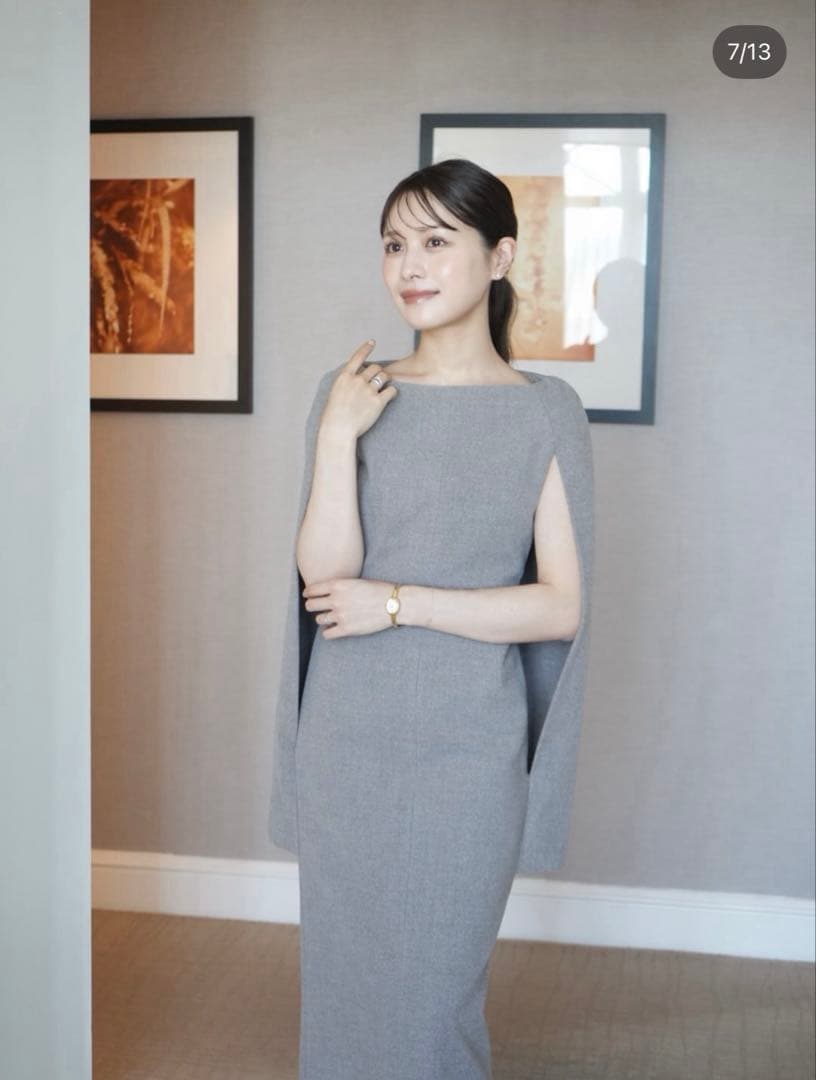 L’aube Blanc Narrow Cape Dress ローブブラン