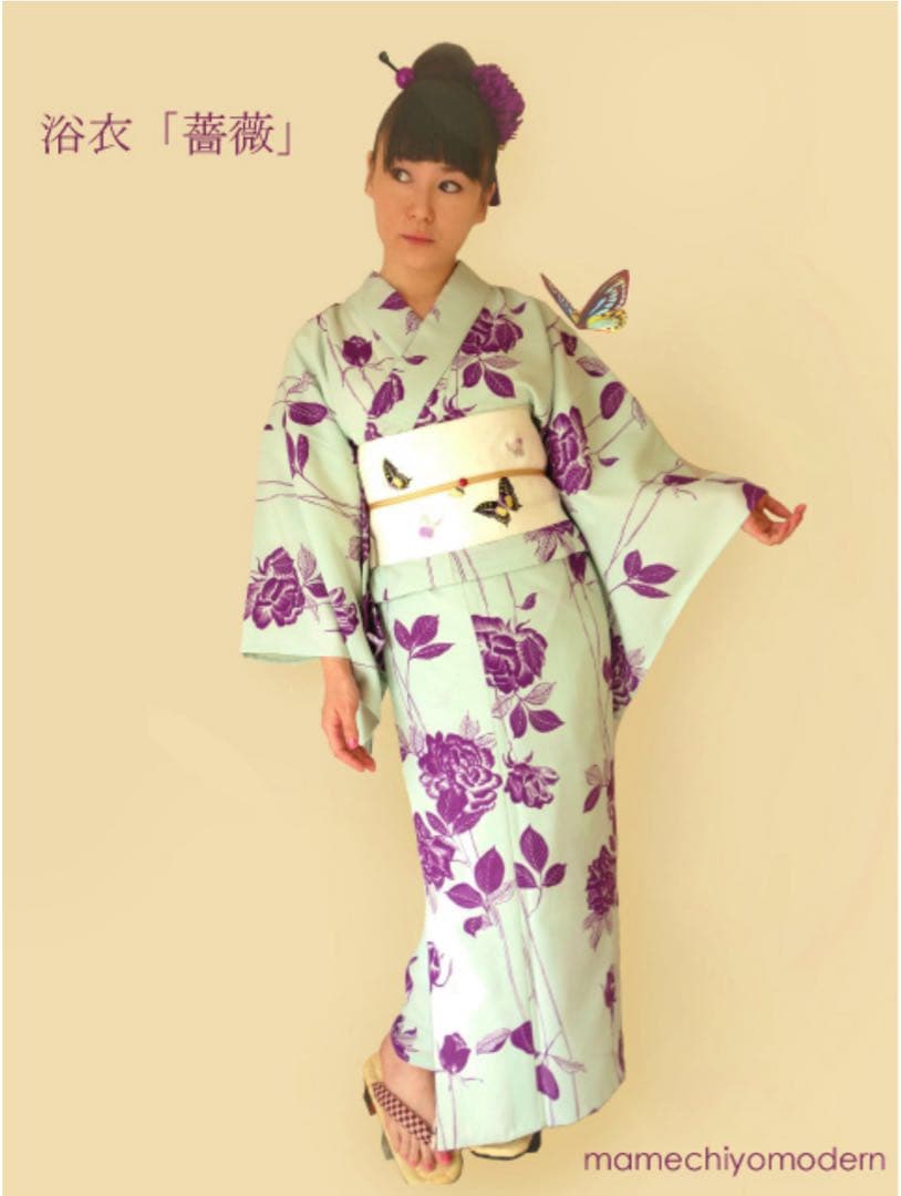 豆千代モダン　二尺袖　2尺袖　浴衣　セオα セオアルファー　検索)撫松庵　ふりふ