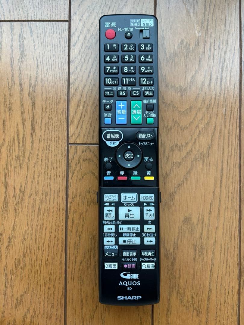 【とても美品】シャープ Blu-rayレコーダー　BD-S570 純正リモコン