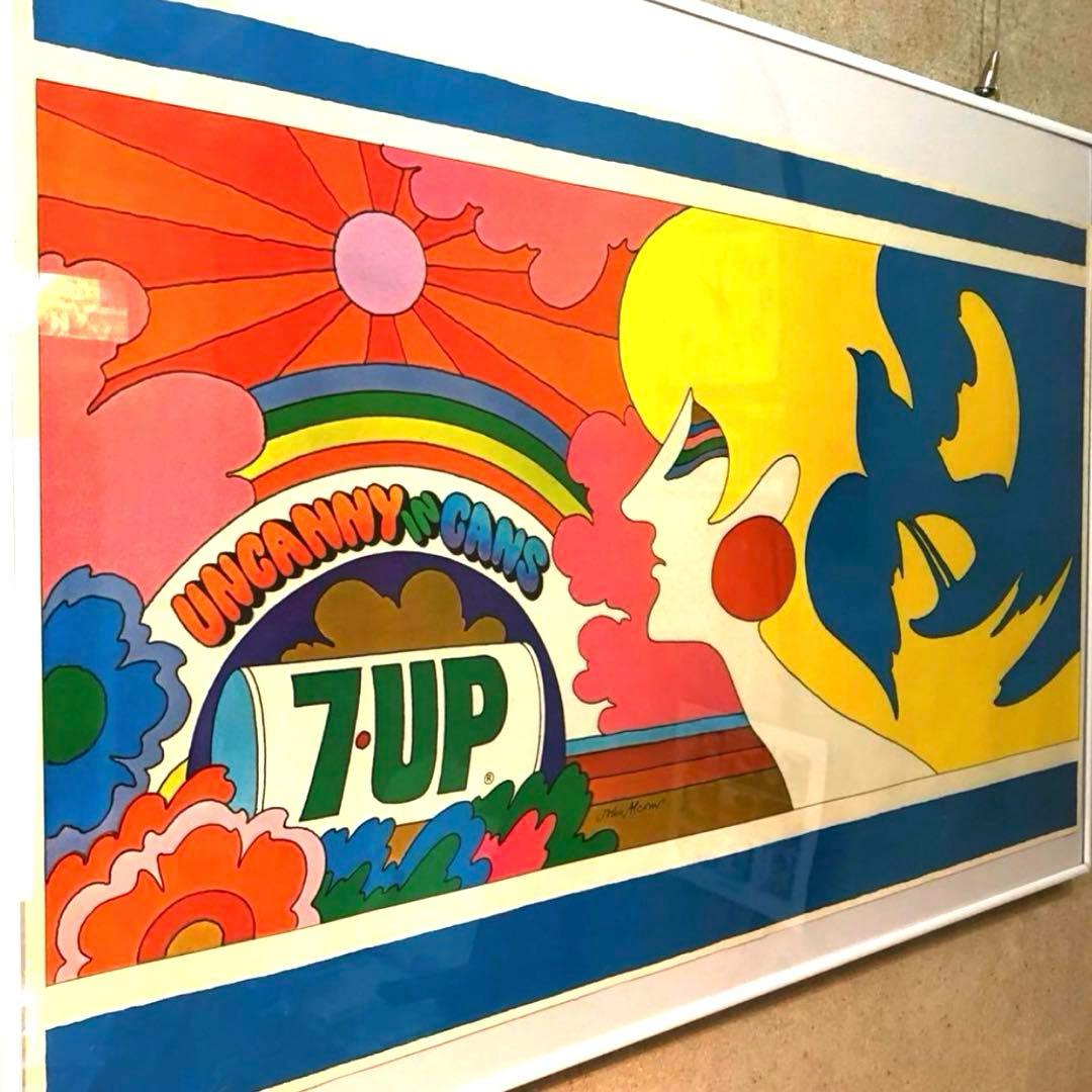 レア　60年代　セブンアップ　7up ポスター　ピーターマックス　看板　ガレージ
