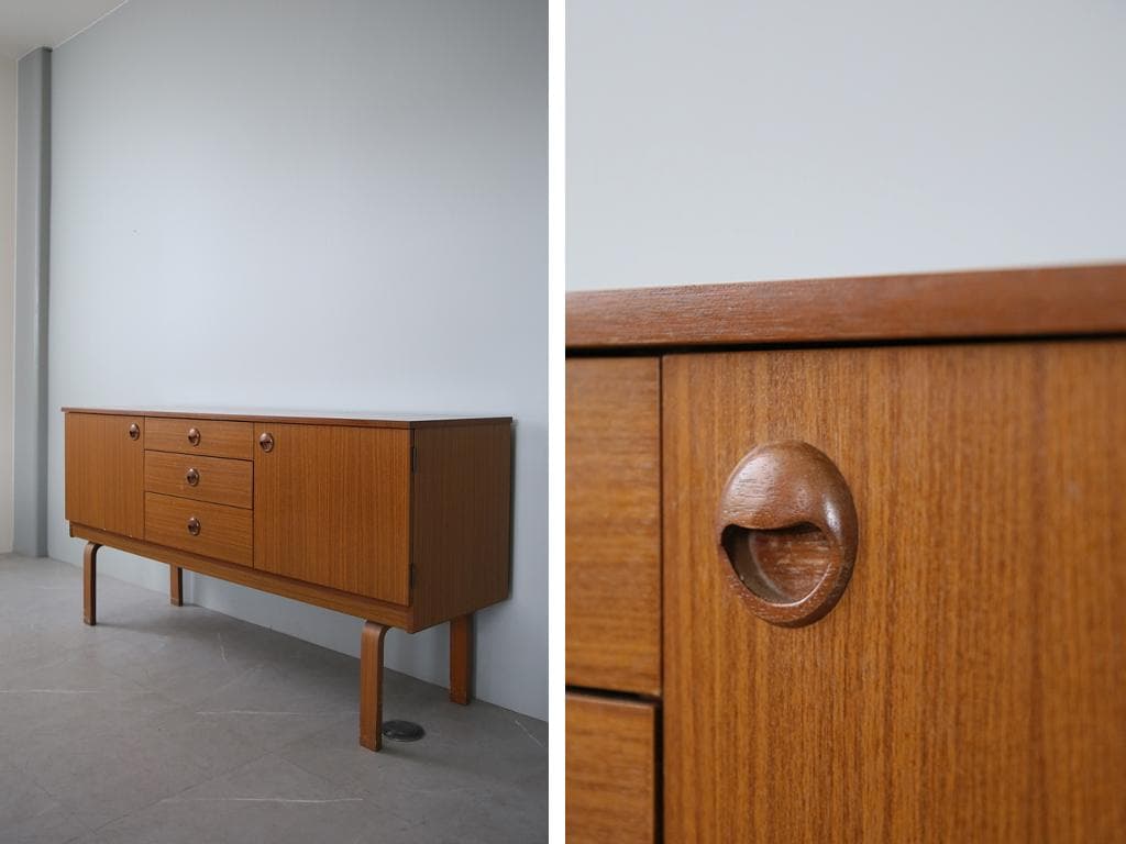 英国アンティークSCHREiBER製サイドボード/木製机テレビ台(91-90)