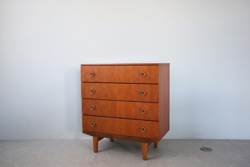 英国アンティークチーク古木4杯ドロワー/木製チェスト/タンス箪笥(92-269)