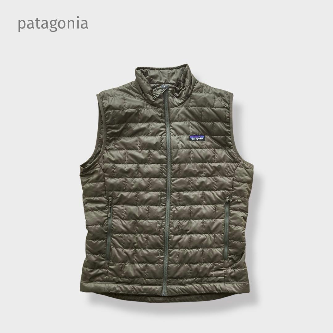 パタゴニアpatagoniaナノパフベストMカーキ中間着ミッドレイヤー化繊UL