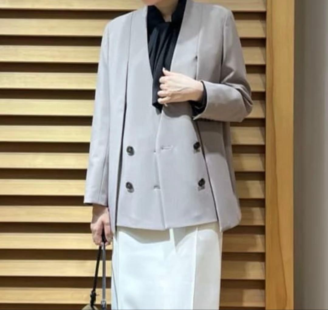 新品/FENNEL/ダブルフロント2wayノーカラージャケット（杢グレー）