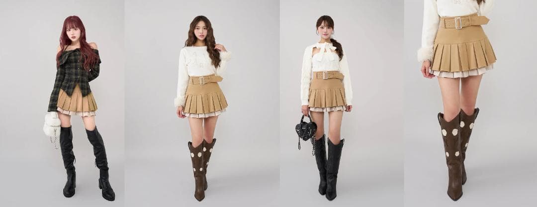 ダーリッチ darich ダブルプリーツミニスカート IVO アイボリー S