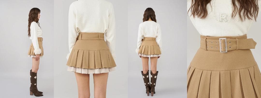 ダーリッチ darich ダブルプリーツミニスカート IVO アイボリー S