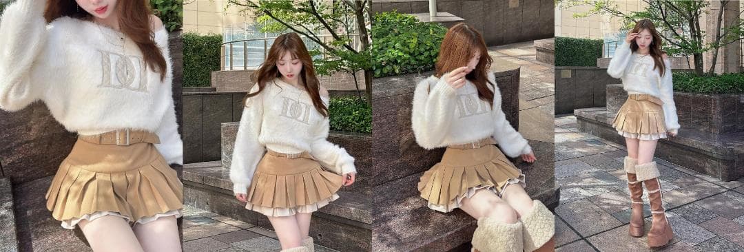 ダーリッチ darich ダブルプリーツミニスカート IVO アイボリー S