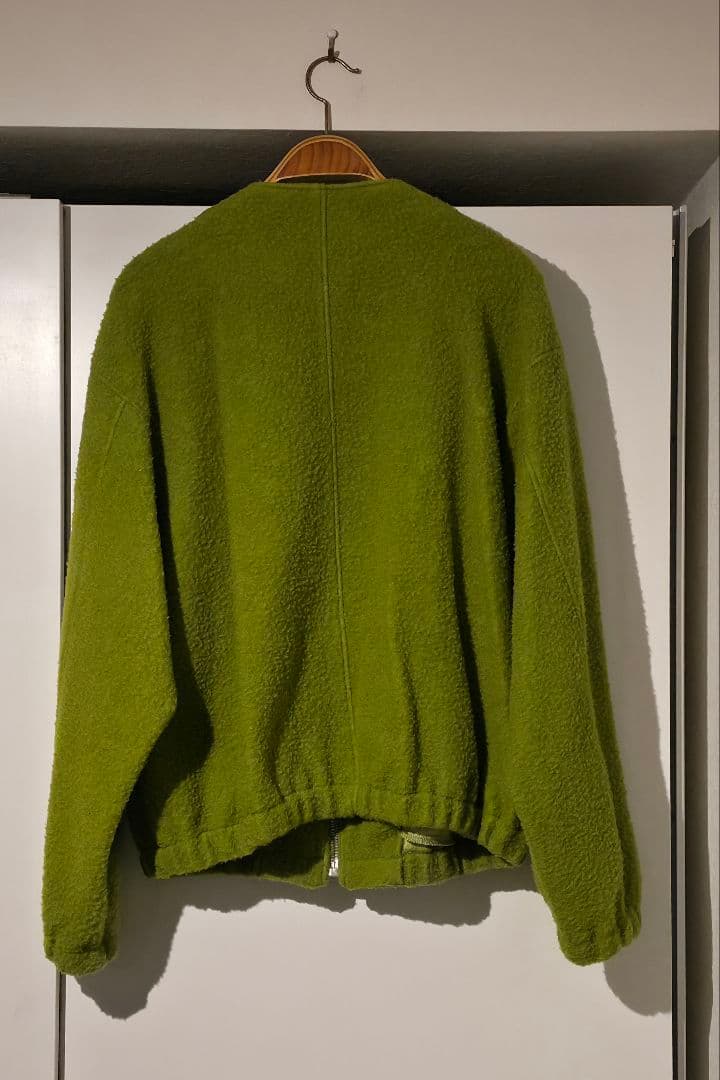 H Beauty&Youth ライムグリーン ナッピングウールジップジャケット