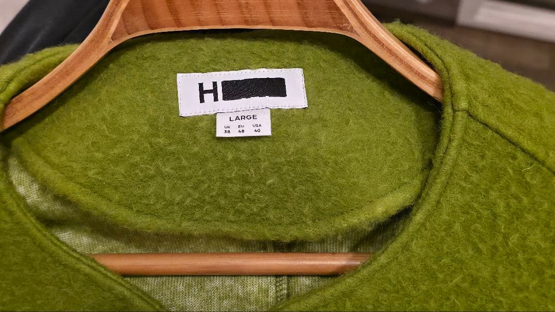 H Beauty&Youth ライムグリーン ナッピングウールジップジャケット