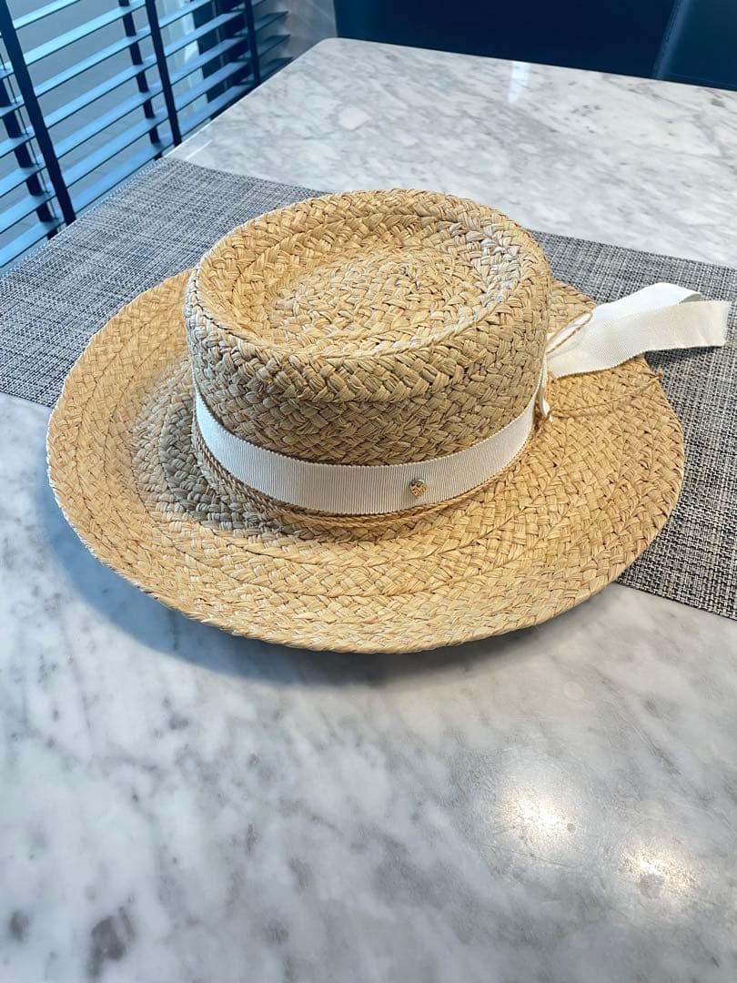 HELEN KAMINSKI ハットライナー付き ストローハット　ホワイトリボン