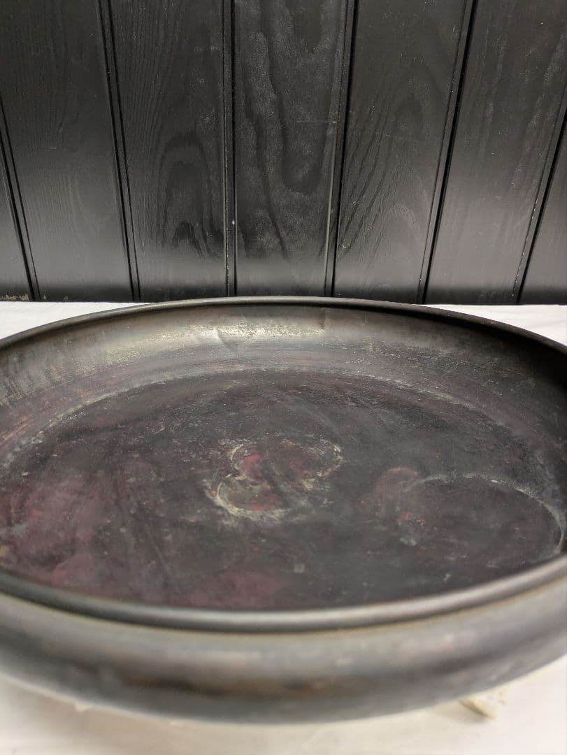 アンティーク　古い大きな銅製水盤　/　花活け 　古家具　徳利　ぐい呑