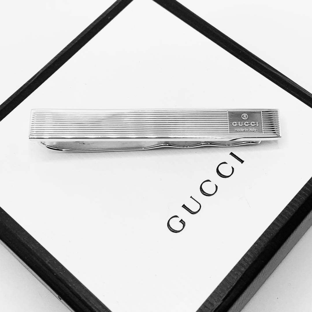 【美品/鏡面仕上】GUCCI ネクタイピン　GUCCIロゴ　925