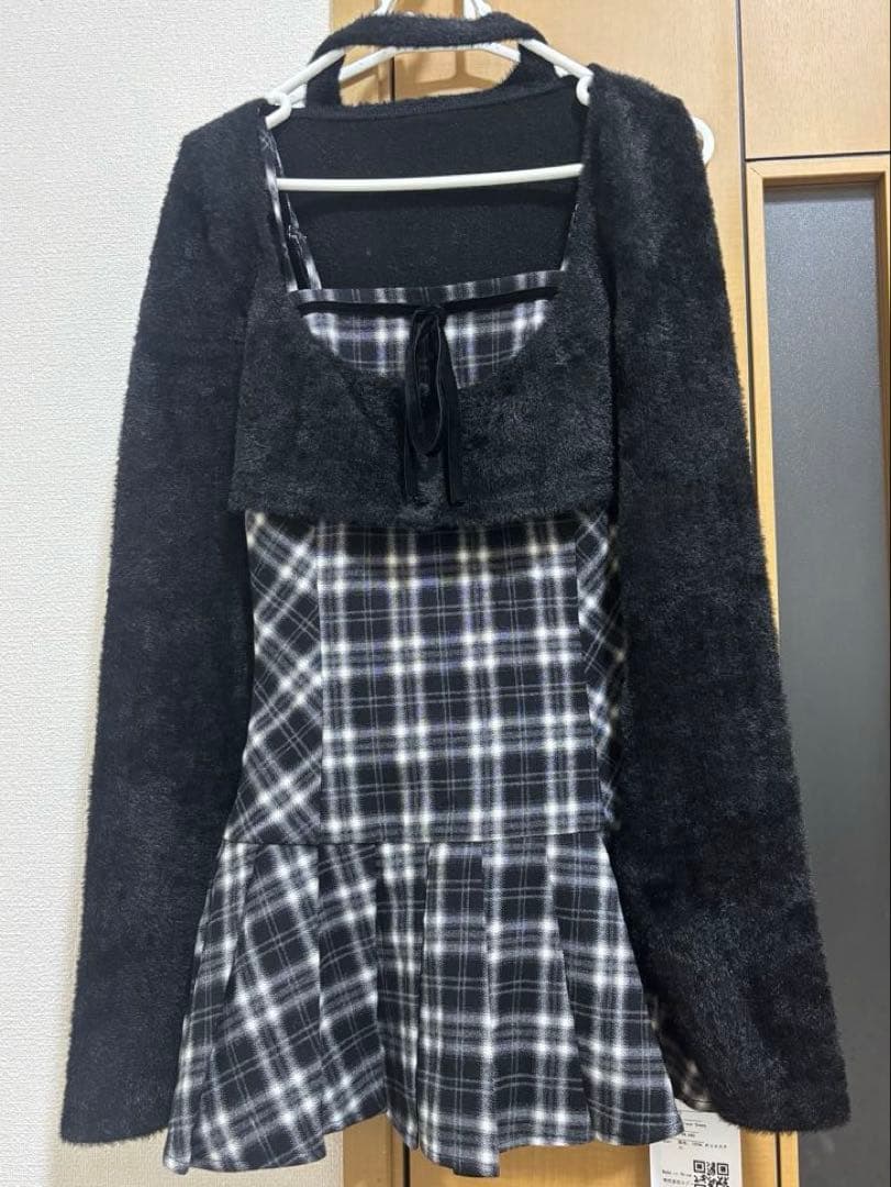 NoGenki BunnyLis ファーボレロ× チェックミニワンピ ブラック