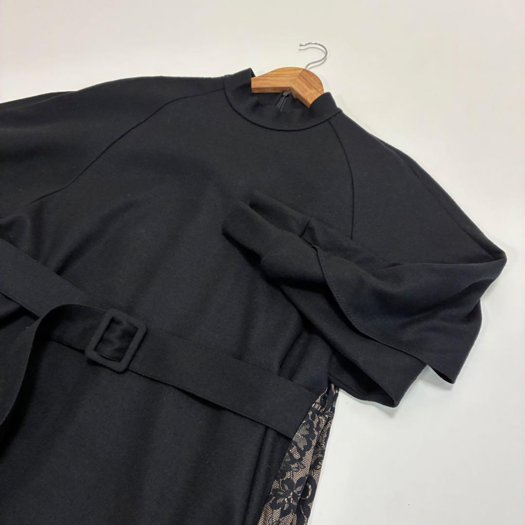 ADORE アドーア☆ハイネックバックレースロングワンピース 36 ブラック