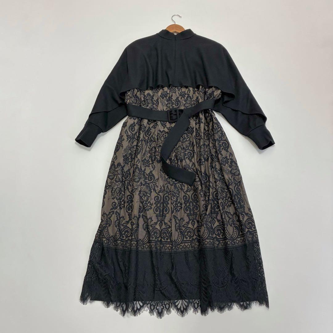 ADORE アドーア☆ハイネックバックレースロングワンピース 36 ブラック