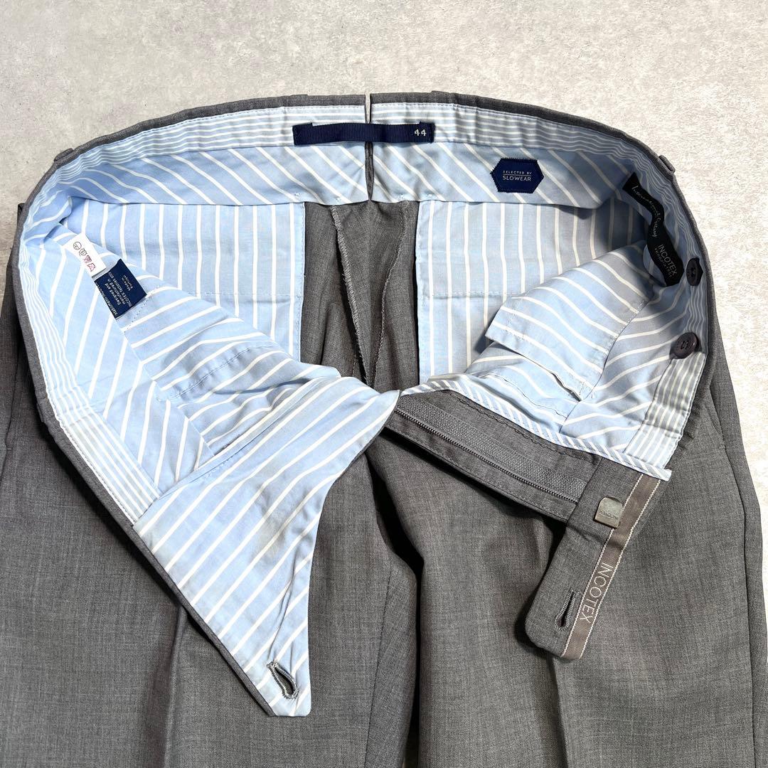 【極美品】INCOTEXインコテックス ウールスリムスラックス ライトグレー44