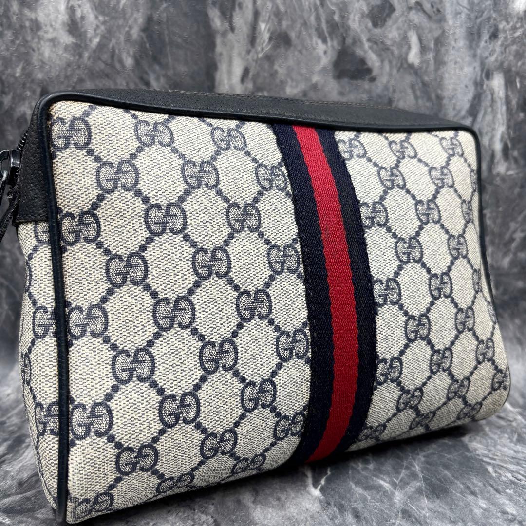 ✨美品✨GUCCI シェリーライン GG ネイビー クラッチバッグ レザー