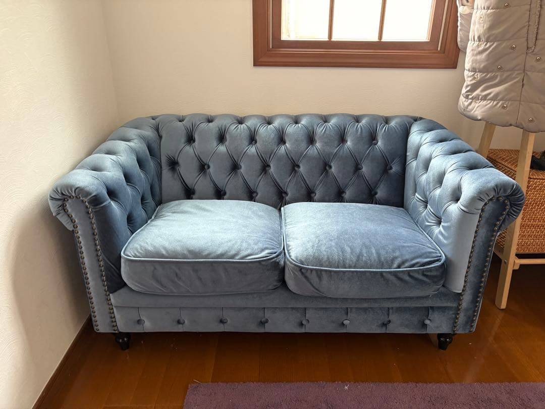 高級ソファ　直接取引限定　チェスターフィールド ソファ 本物 鋲打ち