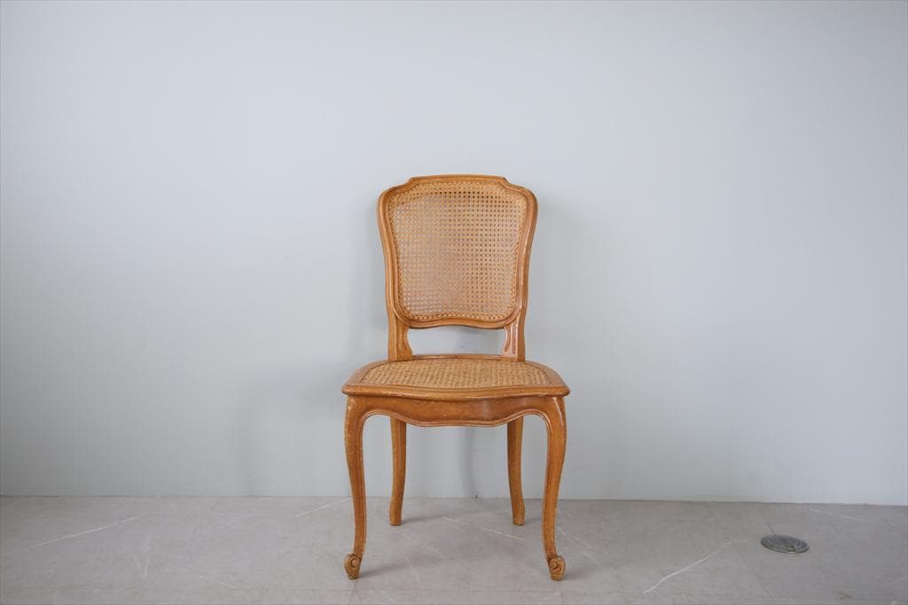 フランスアンティーク猫脚ダイニングチェア/椅子イス/籐ラタン(90-190-4)