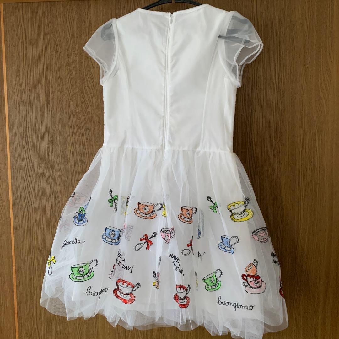 ZUZU/シモネッタ　ホワイト ティーカップ刺繍ドレス　8歳（138）