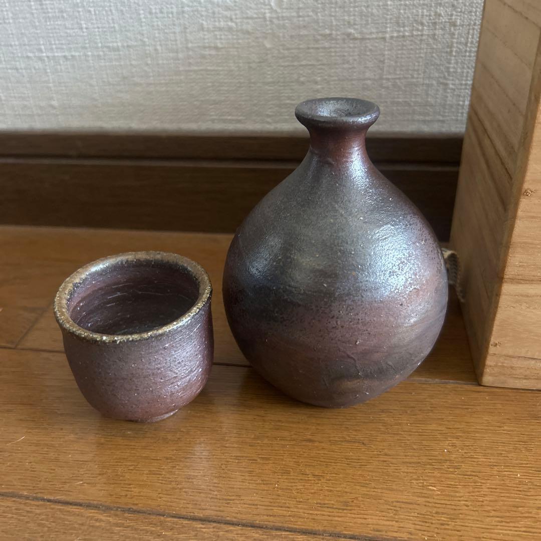 『人間国宝』　伊勢崎淳作　備前焼　緋襷 酒器 徳利 酒呑 ぐい呑 重要無形文化財