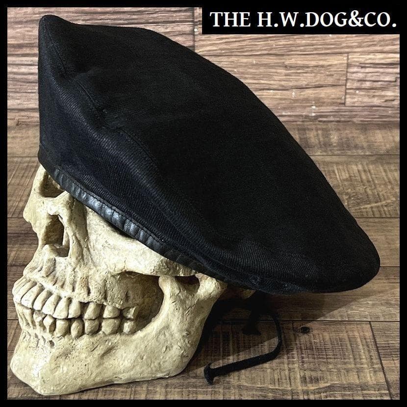 美品 ドッグアンドコー D-00237 レザー パイピング アーミー ベレー帽