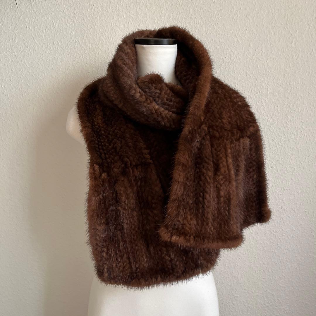 ミンクストール　茶色　リアルファー