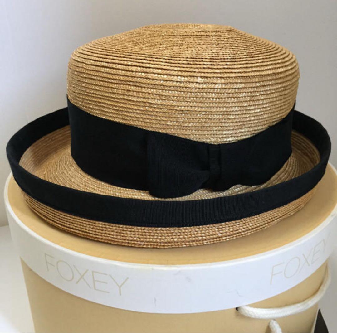 FOXEY リボン付き麦わら帽子
