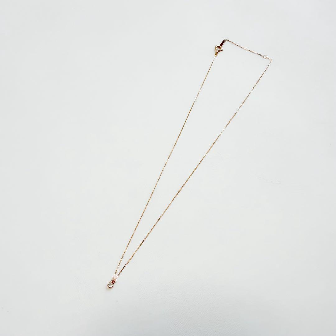 【agete】k18　ダイヤモンドネックレス　一粒石