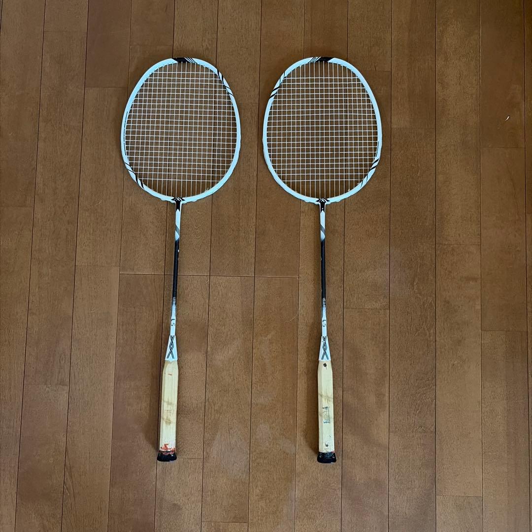 バドミントンラケット 2本セット L5 ホワイト/ブラック