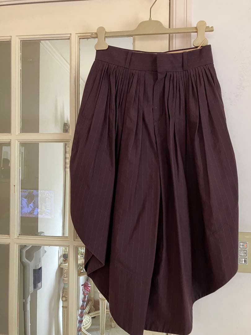 クロエダークブラウン プリーツ サルエルパンツ34